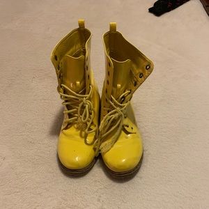 Bright yellow boots